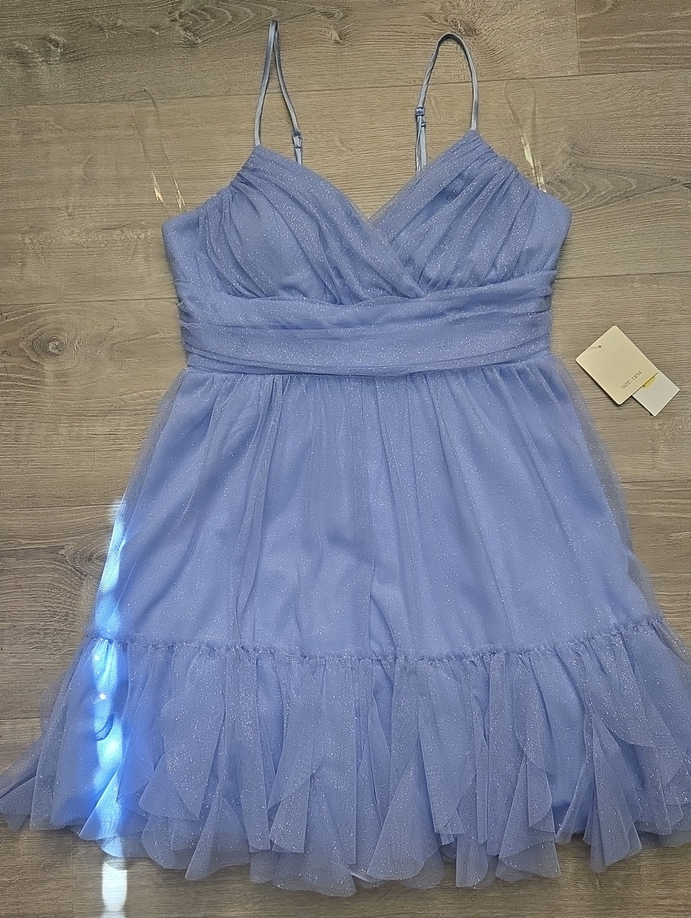 Sparkling Lavender Tulle Prom Homecoming Dress with Ruffle Hem Size 13 NWT